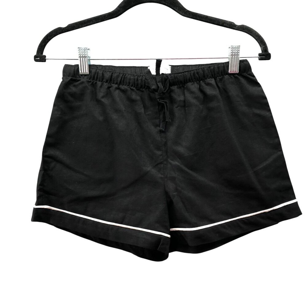 Poppies & Posies 100% Linen Pajama Shorts Womens S Black Lounge Drawstring